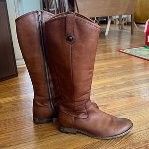 Frye leather riding boots - Melissa button inside zip in Cognac